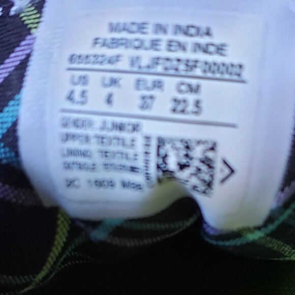 BNWT CTAS Converse Double Tongue Jet Black Aqua Plaid 655324F (Jr. 4.5) KICKS - Picture 4 of 8